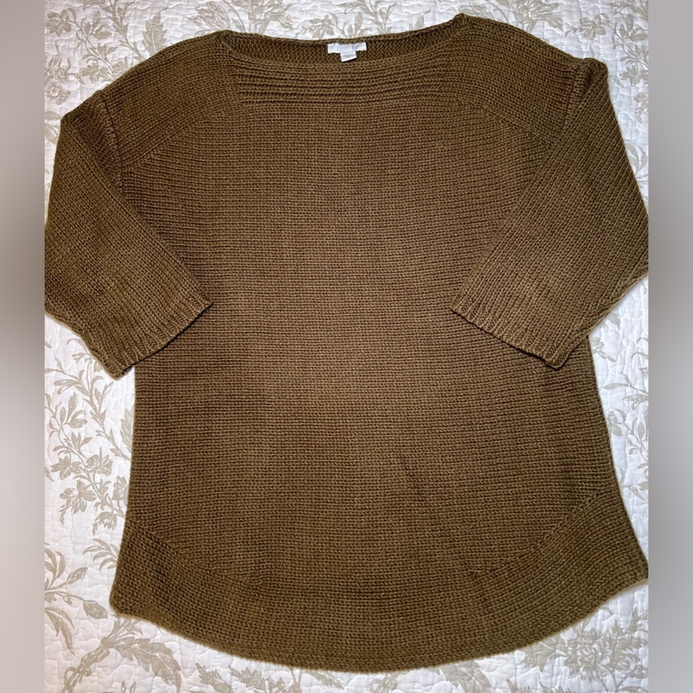 J Jill Cotton Blend Boatneck 3/4 Sleeve Sweater Jumper, size XS Classiccore